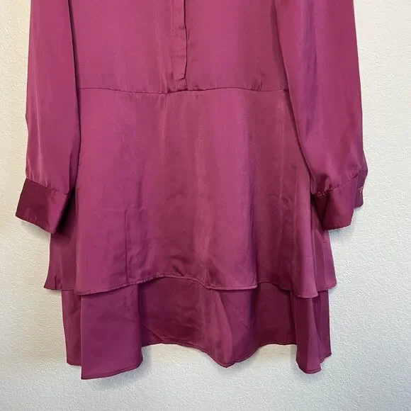 The J Peterman Company Size 18 Satin Double Peplum Dress Tunic Magenta m15 - Picture 4 of 9